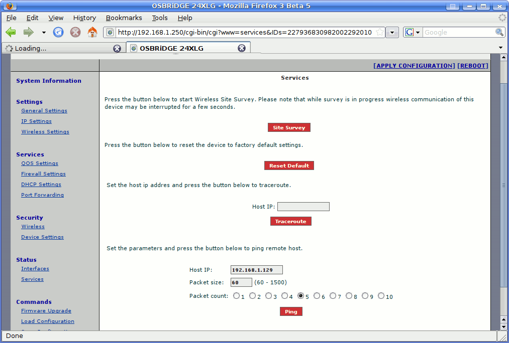 the ping form